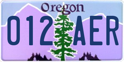 OR license plate 012AER
