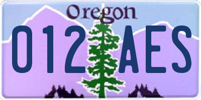 OR license plate 012AES