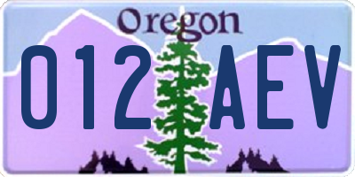 OR license plate 012AEV