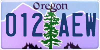 OR license plate 012AEW