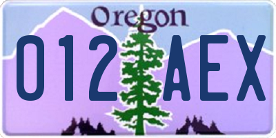 OR license plate 012AEX