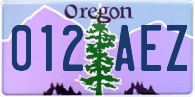 OR license plate 012AEZ