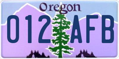 OR license plate 012AFB