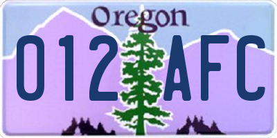 OR license plate 012AFC