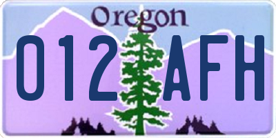 OR license plate 012AFH