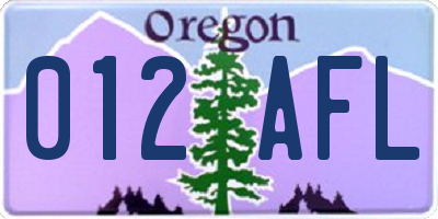 OR license plate 012AFL