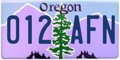 OR license plate 012AFN