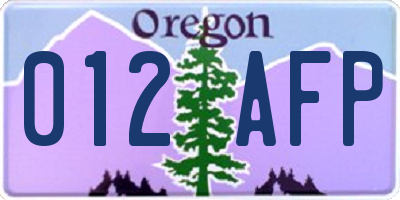 OR license plate 012AFP