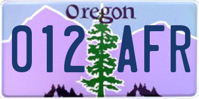 OR license plate 012AFR