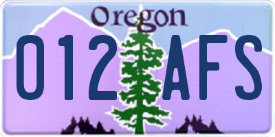 OR license plate 012AFS