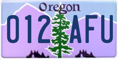 OR license plate 012AFU