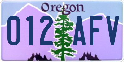 OR license plate 012AFV
