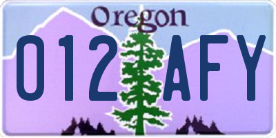 OR license plate 012AFY