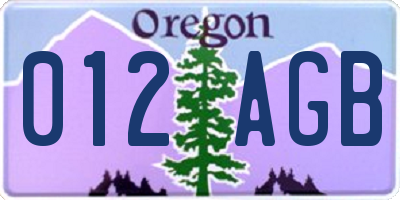 OR license plate 012AGB