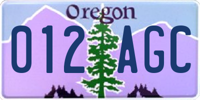 OR license plate 012AGC