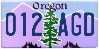 OR license plate 012AGD