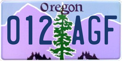 OR license plate 012AGF