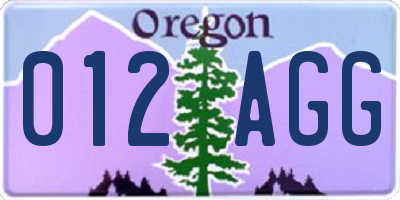 OR license plate 012AGG