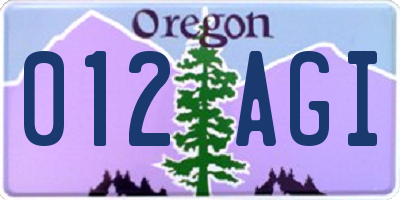 OR license plate 012AGI