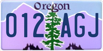 OR license plate 012AGJ