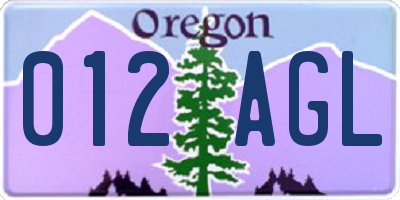 OR license plate 012AGL