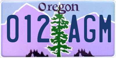 OR license plate 012AGM