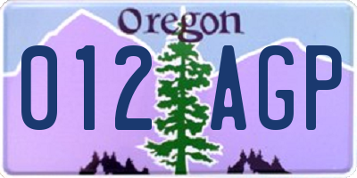 OR license plate 012AGP
