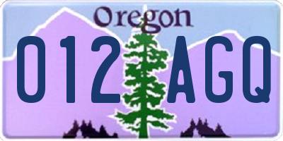 OR license plate 012AGQ
