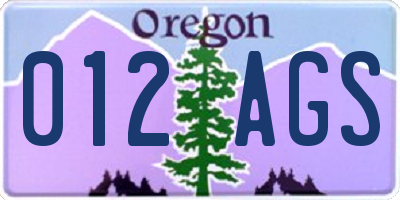 OR license plate 012AGS