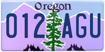 OR license plate 012AGU