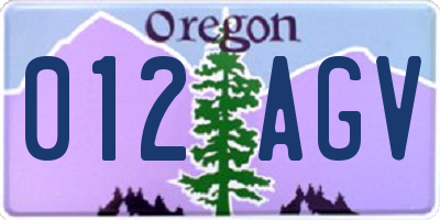 OR license plate 012AGV