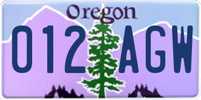 OR license plate 012AGW