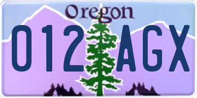OR license plate 012AGX