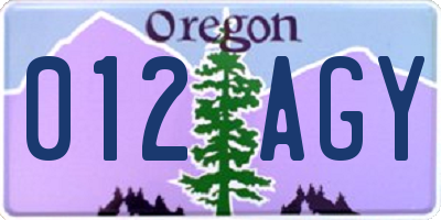OR license plate 012AGY