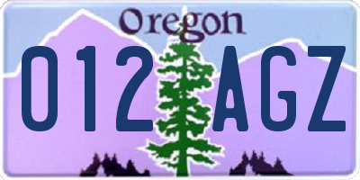 OR license plate 012AGZ