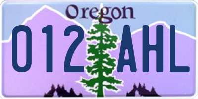 OR license plate 012AHL