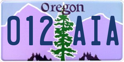 OR license plate 012AIA