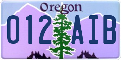 OR license plate 012AIB