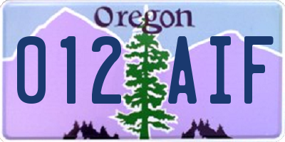 OR license plate 012AIF