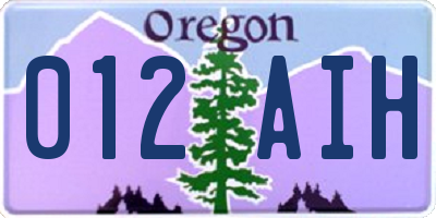 OR license plate 012AIH