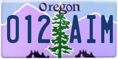 OR license plate 012AIM