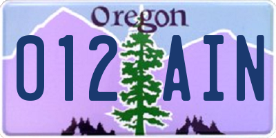 OR license plate 012AIN