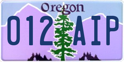 OR license plate 012AIP