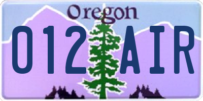 OR license plate 012AIR