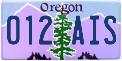 OR license plate 012AIS