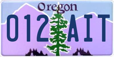 OR license plate 012AIT