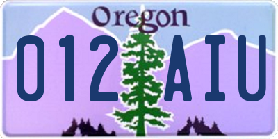 OR license plate 012AIU
