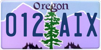 OR license plate 012AIX