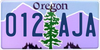 OR license plate 012AJA