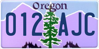 OR license plate 012AJC